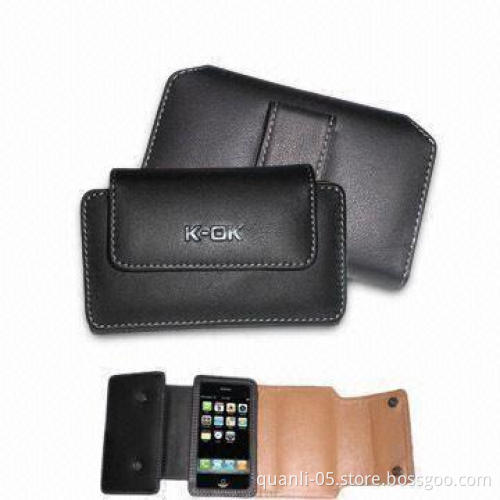Genuine Leather Case for iPhone 3G, PU Hasp, Inside Magnetic Button